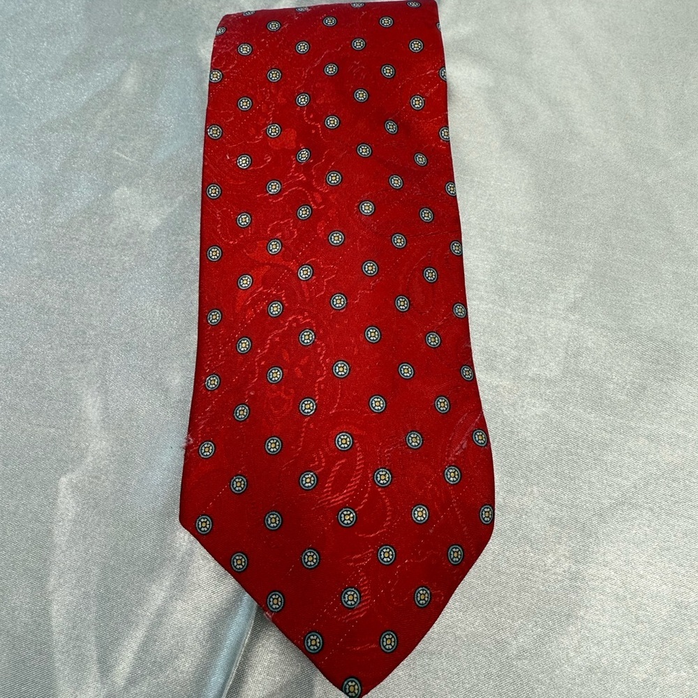 Egon Von Furstenberg Vintage Style Red Polka Dot Tie Classic Chic